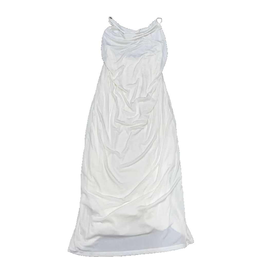 Pull&Bear Women's White Long Strappy maxi preppy Y2K Dress XL A006582 - Picture 2 of 8